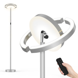 FIMEI 68.5" Saturn Ring Modern Steel LED Torchiere Standing Floor Lamp with Remote and Touch Control