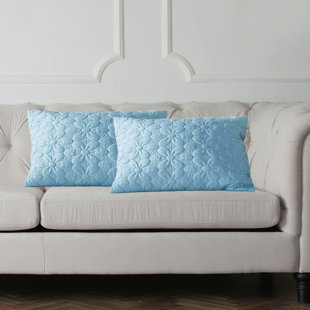 KINDRED HOME MARQEL Quilted Floral Lumbar Pillow Cover 12 x 20 Inch