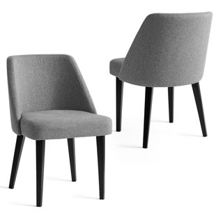 XDECO Paros Minimalist Upholstery Dining Chair With Metal Leg - Grey, Set of 2