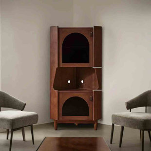 SMI CABINETRY INC 18.11" Brown Standard Corner Solid + Manufactured Wood;Glass Accent Cabinet