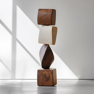 STYLISH HOME INTERIORS 64.96" Walnut Abstract sculpture on the floor