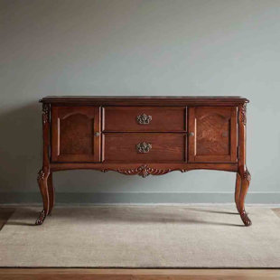 SMI CABINETRY INC Brown Rectangular Solid Wood Console Table