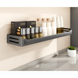 MINT PANTRY® Kitchen Storage Shelf Spice Rack Wall-Mounted Seasoning Organizer, No Drilling Required