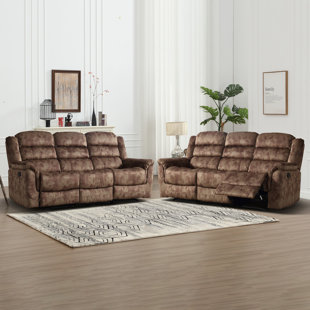 BONZY HOME 87" Wide Modern And Super Soft Microfiber Manual Sofa(Set Of 2)