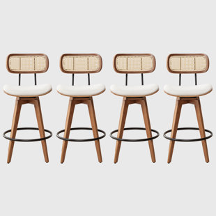 BAY ISLE HOME™ Sirine 4 Pieces Swivel Linen Counter Stool