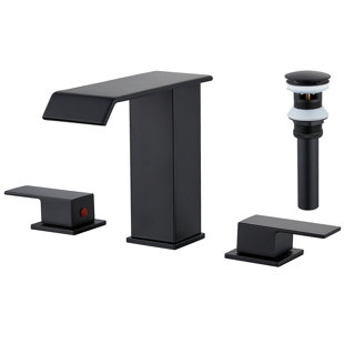 CHICZAM Bathroom Faucet 8 Inch 3 Hole 2 Handle Widespread Bathroom Sink Faucet Waterfall With Pop Up Drain