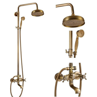 NABIYY Antique Bronze Bathroom Rainfall Shower Head Faucet Set &Hand Sprayer Mixer Tap