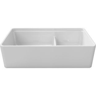 LATOSCANA Fireclay 36'' L Farmhouse / Apron Double Bowl Quartz Kitchen Sink