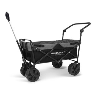 WONDERFOLD OUTDOOR Wonderfold S2 Push & Pull Folding Wagon With Beach Tire - Black