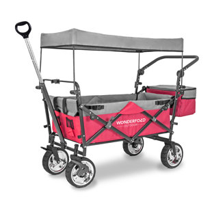 WONDERFOLD OUTDOOR S4 Push & Pull Folding Wagon With Canopy & Brakes