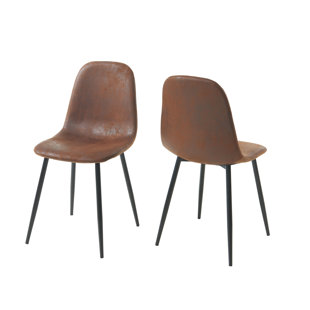 BAÏTA Set of 4 LENA chairs suedette aged leather look black metal legs (Set of 4)