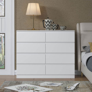 ZIPCODE DESIGN Carlton 8 Drawer Chest Of Drawers: 110cm Wide. 4 + 4 Configuration. Matt Finish. Scratch Resistant. Modern No Handle Design.