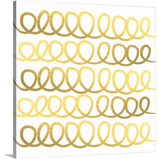 GREAT BIG CANVAS Curls Gold And White by Jo Moulton Print