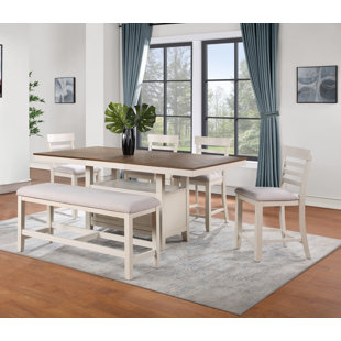 STEVE SILVER FURNITURE Hyland 6-Piece Extendable Counter-Height Dining Set