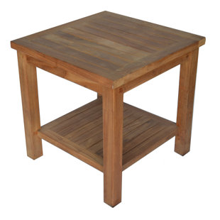 HIGHLAND DUNES Gasaway Square Teak Outdoor Side Table