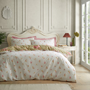 BRIDGERTON BY CATHERINE LANSFIELD Penelope Floral Reversible Duvet Cover Set Cotton Blend Floral Duvet Cover with Pillowcases