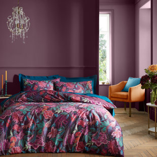 BRIDGERTON BY CATHERINE LANSFIELD Kate Floral Soft Velvet Duvet Cover Set Polyester Floral Duvet Cover with Pillowcases