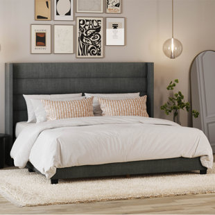 GREYLEIGH™ Brantley Tufted Wingback Upholstered Bed Frame