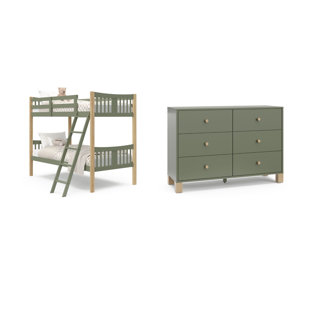 Storkcraft Caribou Twin-Over-Twin Bunk Bed And California 6 Drawer Dresser Set