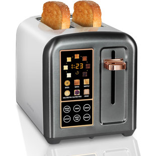 SEEDEEM Toaster 2 Slice, Stainless Toaster LCD Display&Touch Button, 50% Faster Heating Speed, Wide Slots