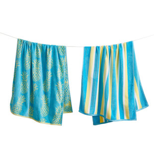 FRESHFOLDS Maui 2 Piece 100% Cotton Beach Towel Set (Set of 2)