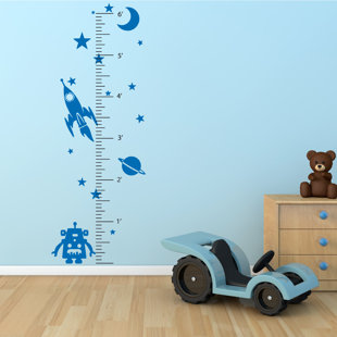 THE DECAL GURU Space Robot Growth Chart Wall Decal