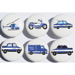 PRESTO CHANGO DECOR Novelty Knob Multipack Police Cars and Trucks Drawer Knobs (Set of 6)