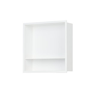 DECOMUST 12.6"x12.6" Stainless Steel 18 Gauge White Cream Layered Square Recessed Shower Niche