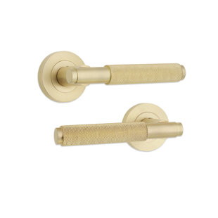 SPIRA BRASS Connaught Knurled Lever on Rose Satin Brass