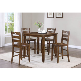 CHOCOPLANET 5-Piece Counter Height Dining Square Table Side Chairs