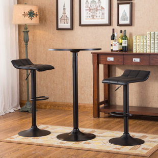 CHOCOPLANET Bar Table And 2 Swivel Adjustable Bar Stool Bar Sets