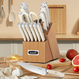 Kuisine 15-Piece Kitchen Knife Block Set Premium Stainless Steel