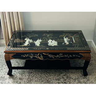 WORLD MENAGERIE Mother of Pearl Coffee Table with Magazine Shelf Chinese Furniture