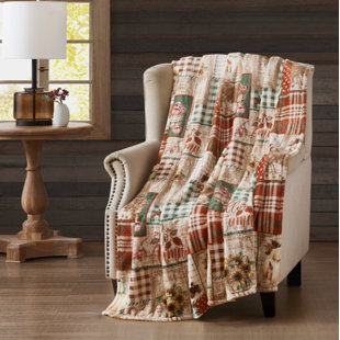 RT DESIGNER'S COLLECTION Harvest Hello Patch Printed Flannel Throw 50"X70"
