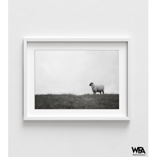 WEFRAMEART Sheep Photography Wall Art, Framed Black And White Country Print, Farmhouse Wall Art,Rustic Farmhouse Art,Framed Wall Art,Oversized Wall Art 30X40"
