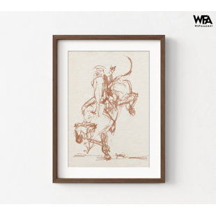 WEFRAMEART Rodeo Gestures In Sepia II By Jennifer Paxton Parker, Framed Farmhouse Wall Art, Western Wall Art, Southwest Art Print, Framed Wall Art
