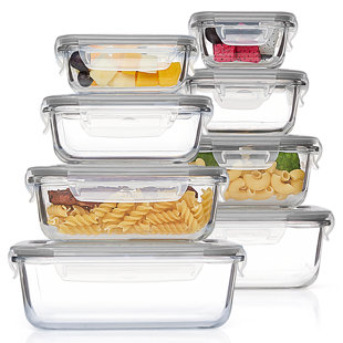 MINT PANTRY® 8 Pack Gray Glass Containers Set For Food Storage With Airtight Lids, Meal Prep Container Glass For Lunch, On The Go, Leftover, Freezer, Fridge, Microwave, Dishwasher Safe, Bpa Free (Set of 8)