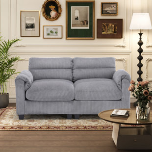 BONZY HOME 61.8'' Corduroy Upholstered Modular Loveseat Sofa With Adjustable Pillowtop Arm