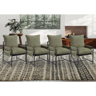 BONZY HOME 29.5" Wide Modern Corduroy Upholstered Armchair Accent Chair With Metal Frame and Storage Bag Set of 4