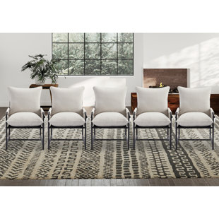 BONZY HOME 29.5" Wide Modern Corduroy Upholstered Armchair Accent Chair With Metal Frame and Storage Bag Set of 5