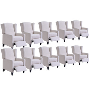 BONZY HOME 30.7" Wide Classic Upholstered Push Back Recliner With Wing Back (Set Of 10)