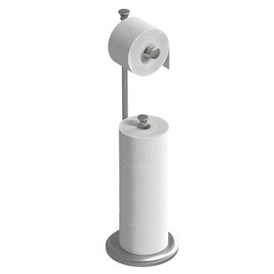 HANDMADE CABINETS, LLC Free Standing Toilet Paper Holder Stand，Bathroom Tissue Rack，Brush Nickel
