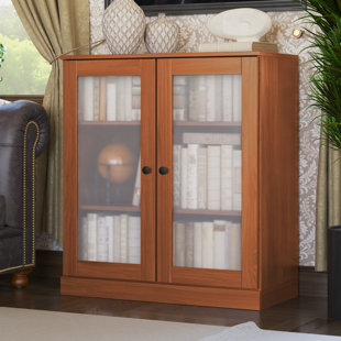 PALACE IMPORTS, INC. 100% Solid Wood 3-shelf Bookcase with Adjustable Shelves and Frosted Glass Doors
