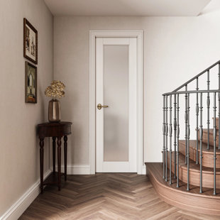 HOME WORTHY Pantry Door Slab Frosted Glass Solid Manufactured Wood Standard Door For French