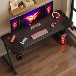 LATITUDE RUN Ergonomic Black Gaming Desk PC Computer Desk Home Office With Headphone Hook