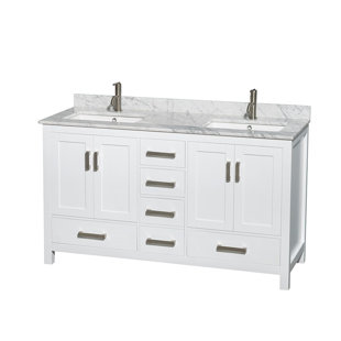 WYNDHAM COLLECTION Sheffield 60" Freestanding Double Bathroom Vanity with Marble Top