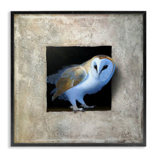 STUPELL INDUSTRIES " Mysterious Barn Owl Peering From Darkness Painting " by Alan Weston Painting Print