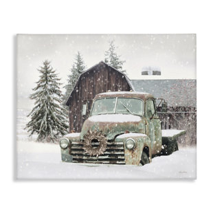 STUPELL INDUSTRIES " Rural Vintage Truck And Barn Snowy Winter Landscape " by Lori Deiter