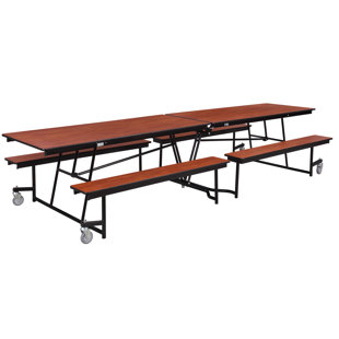 National Public Seating Rectangle Bench Cafeteria Table with Metal Frame