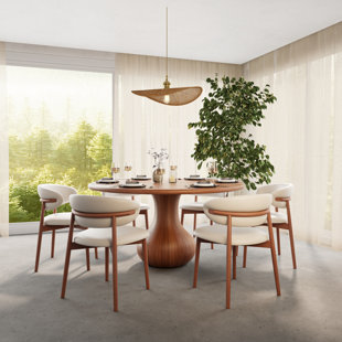 BAOFULIX Round Solid Wood Dining Room Table